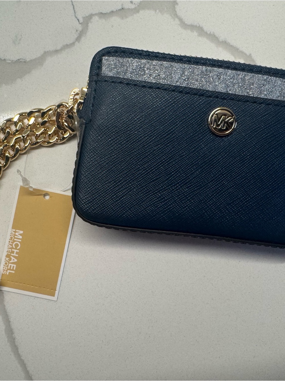 Michael Kors Jet Set Travel Leather Card Case on Chain